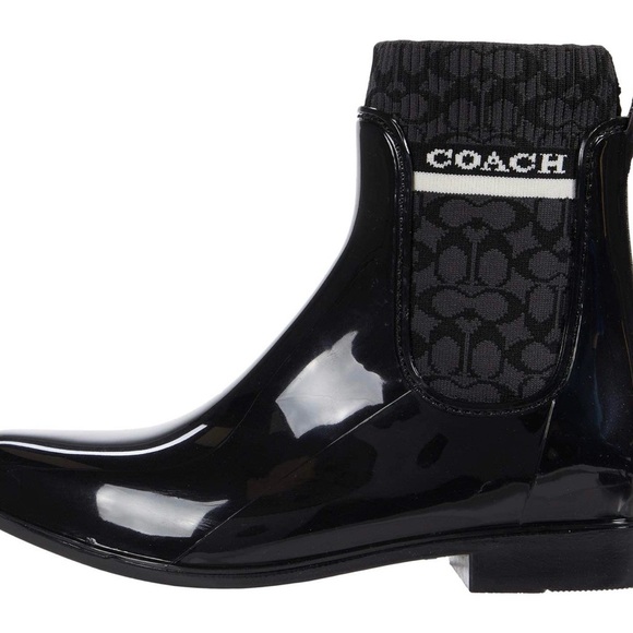 Coach Rivington Rain Bootie Black Rubber 6 B (M) Brand New - Picture 4 of 11